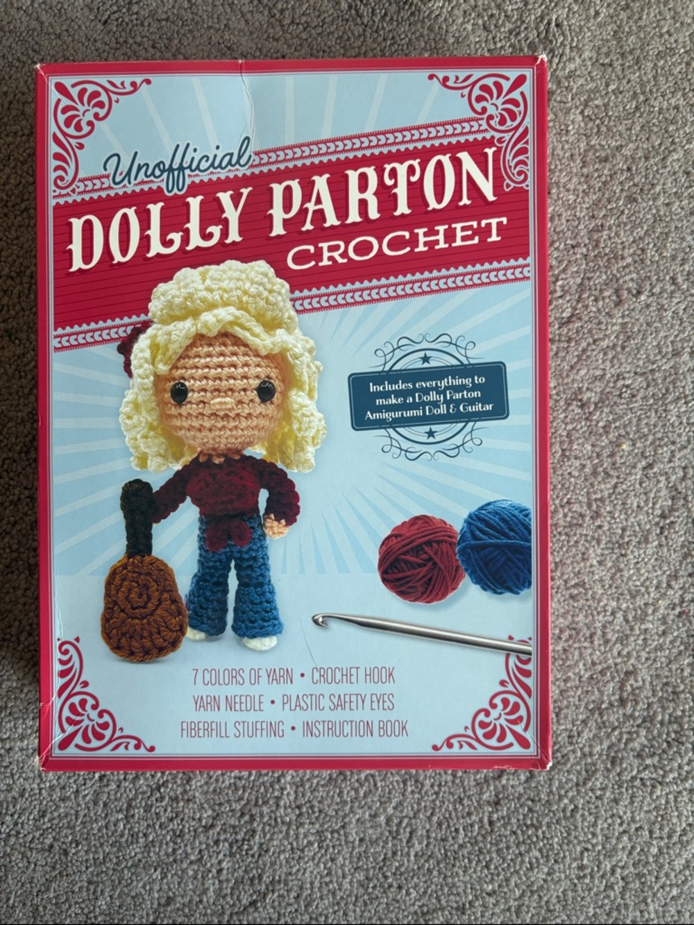 Unofficial Dolly Parton Crochet Kit - Blonde, Red, Blue